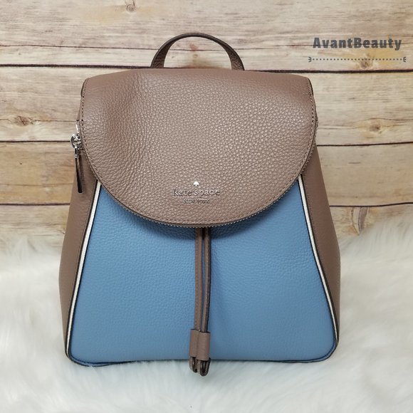 Kate Spade Medium Flap Backpack Colorblock blue display picture 3